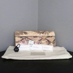 Nancy Gonzalez Pink & Tan Python Snakeskin Clutch Iridescent